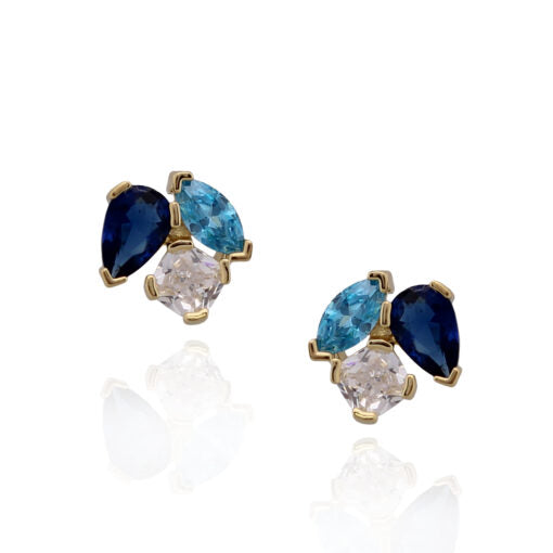 Three Stone Cluster Stud Earring, Surgical