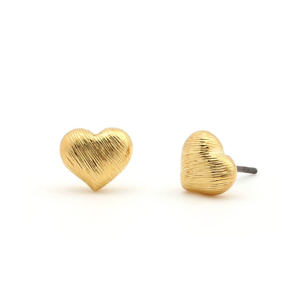 Brushed Puff Heart Stud Earring, Surgical