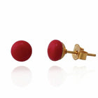 Flat Red Coral Stud Earring, Surgical