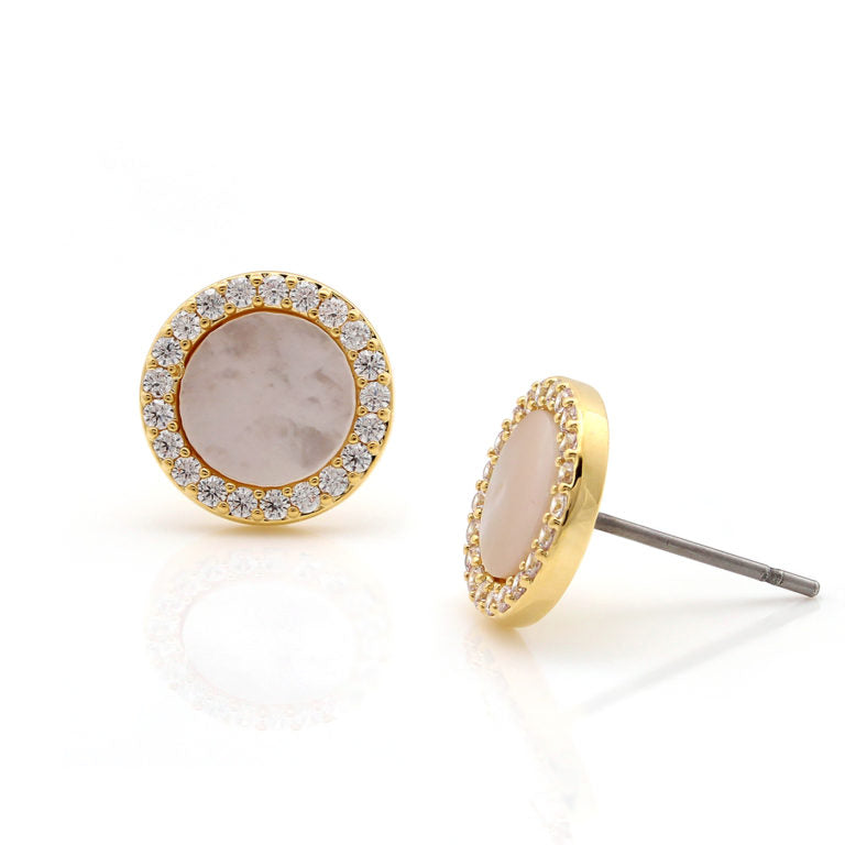 Round Mother of pearl Stud Earring, Surgical