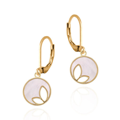 Mother of pearl Cutout Leaf Loop Earring, Surgical