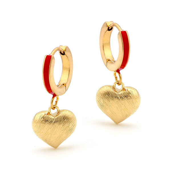 Mat Brushed Puff Heart Loop Earring, Surgical