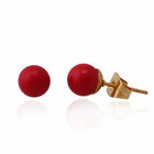 Red Coral Ball Stud Earring, Surgical