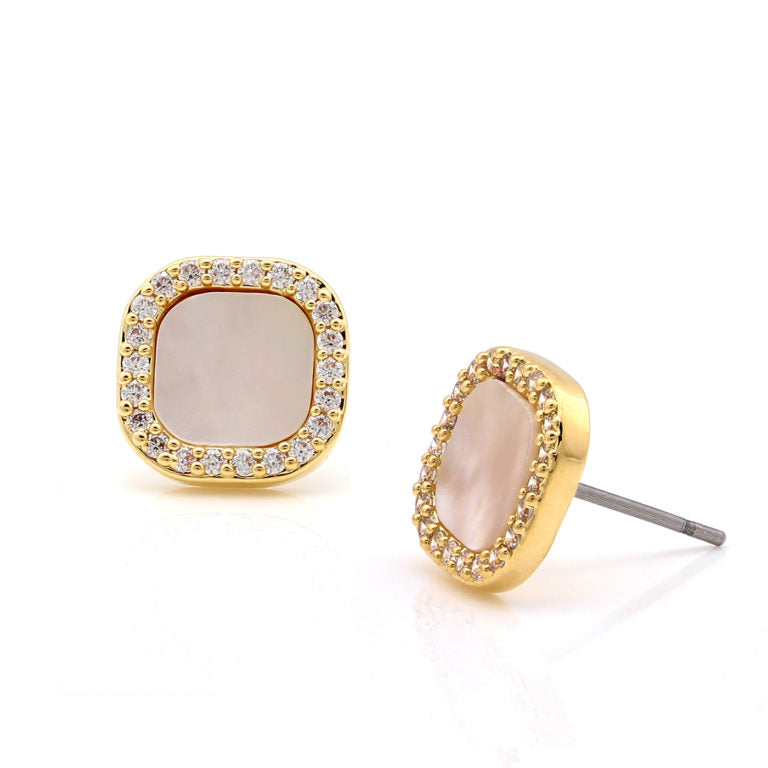 Square Mother of pearl Stud Earring, Surgical