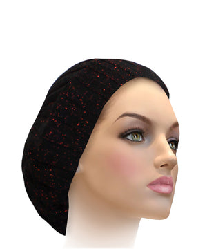 Ribbed Knit Black Burgundy with Lurex, Snood