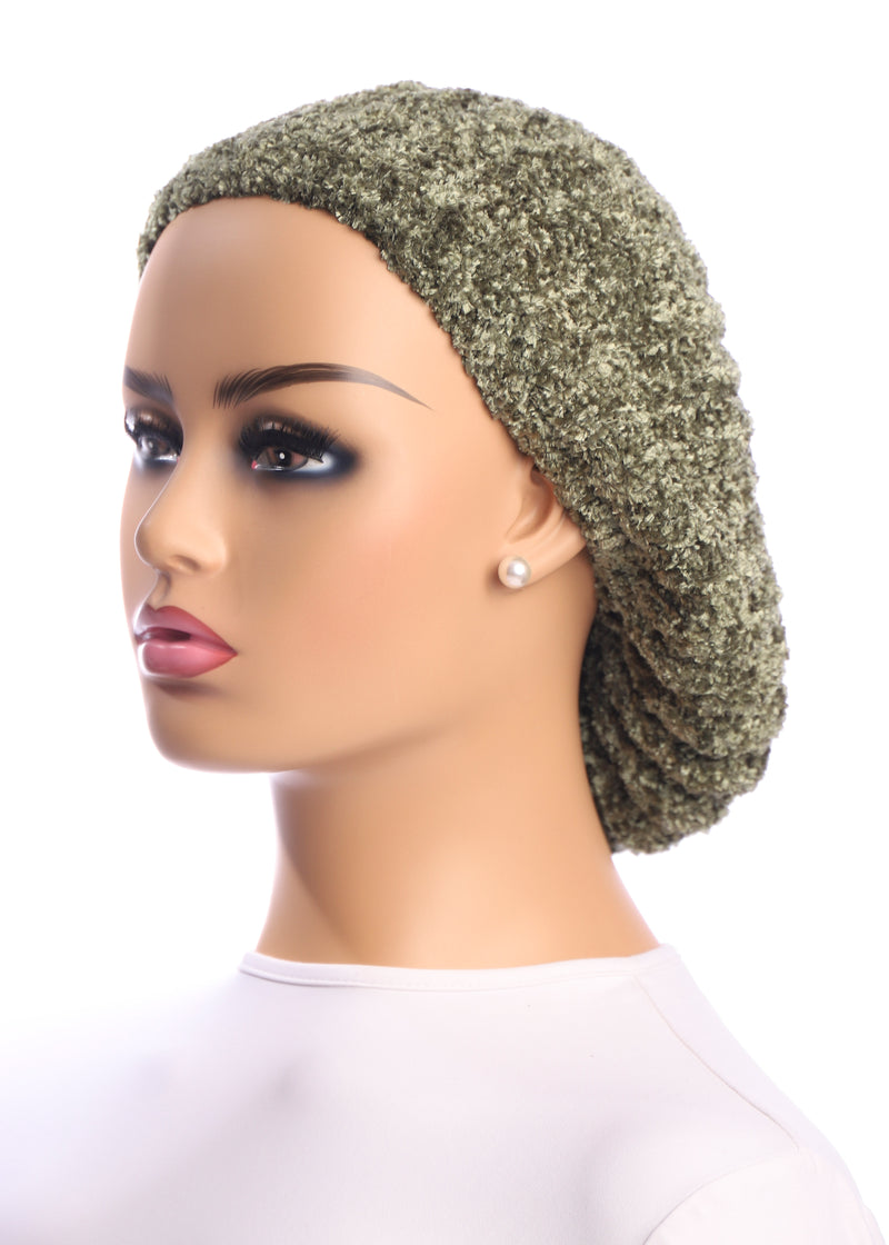 Ribbed Chenille Snood, Olive Green