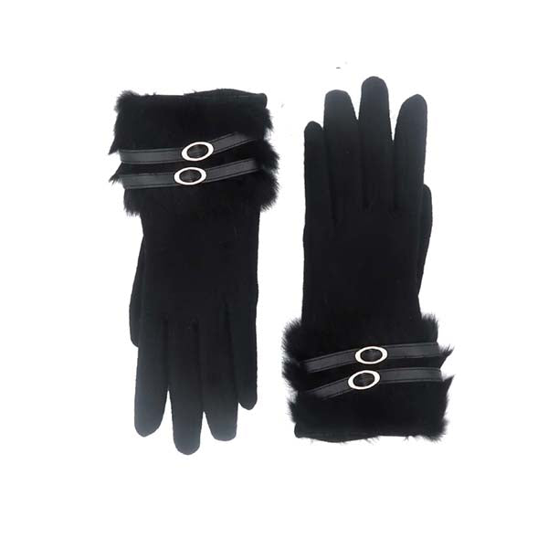 Ladies Wool Gloves With Fur