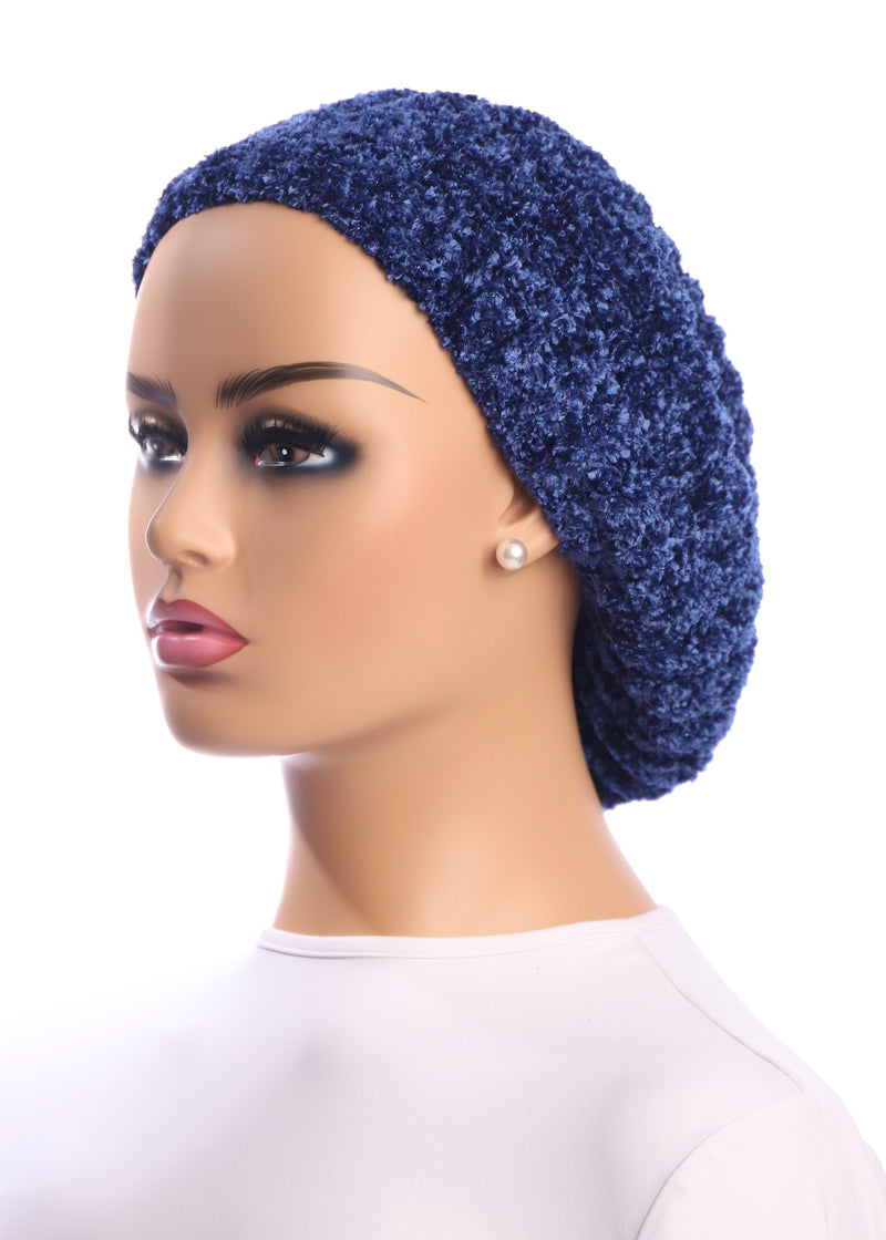 Ribbed Chenille Snood Lurex. Blue