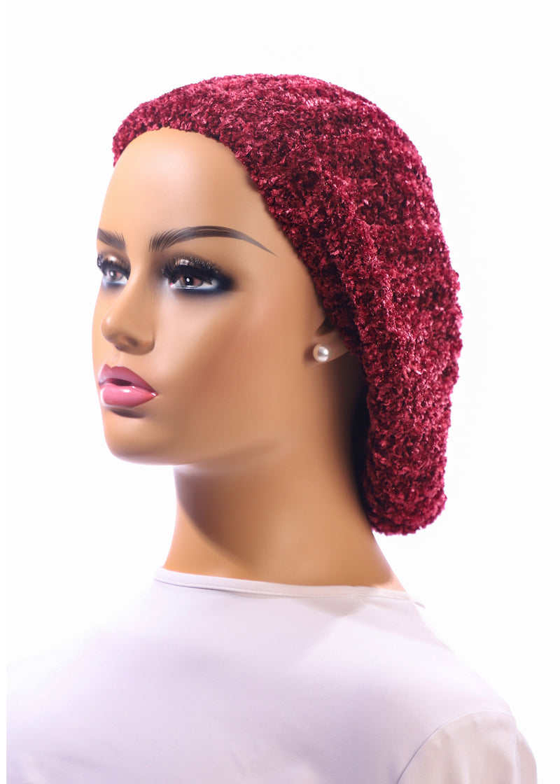 Ribbed Chenille Snood, burgundy