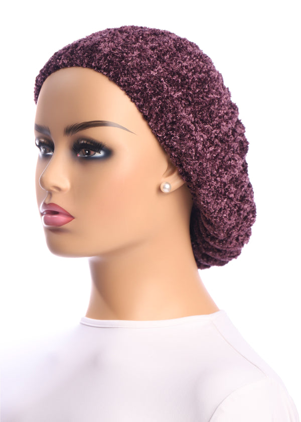 Ribbed Chenille Snood, Eggplant